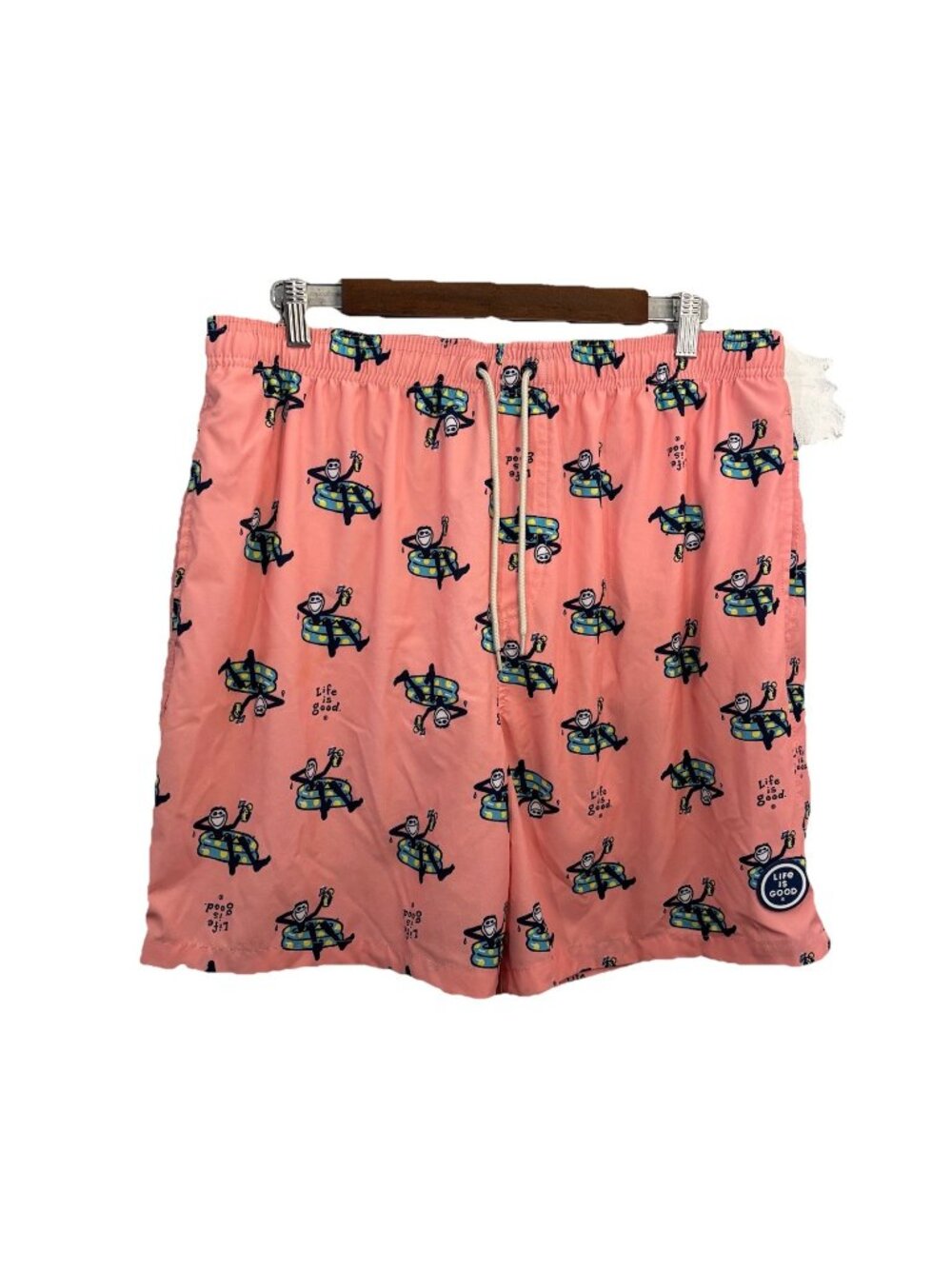 Life Is Good Lined Swim Shorts Pink Men XL Beach Summer
